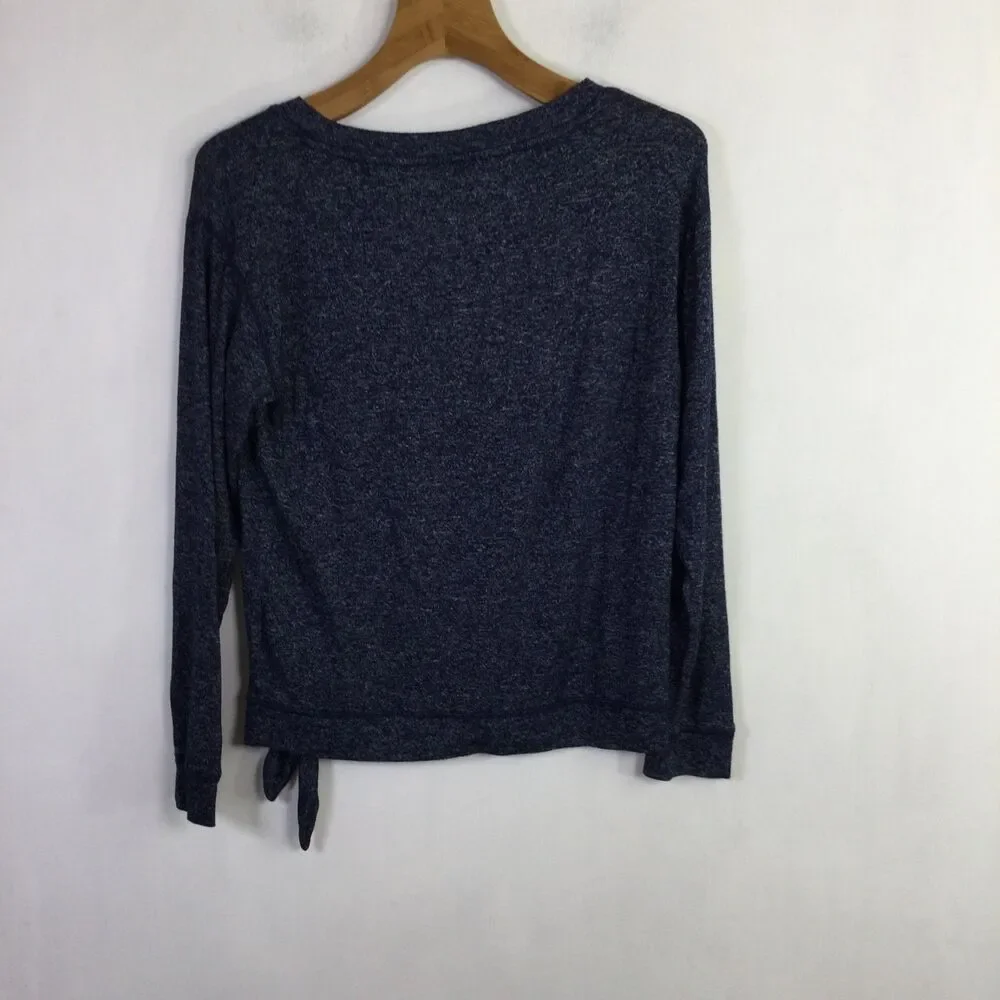 J by J. Crew Women Super Soft Side Tie Crew Neck Sweater Marled Navy Blue Size M